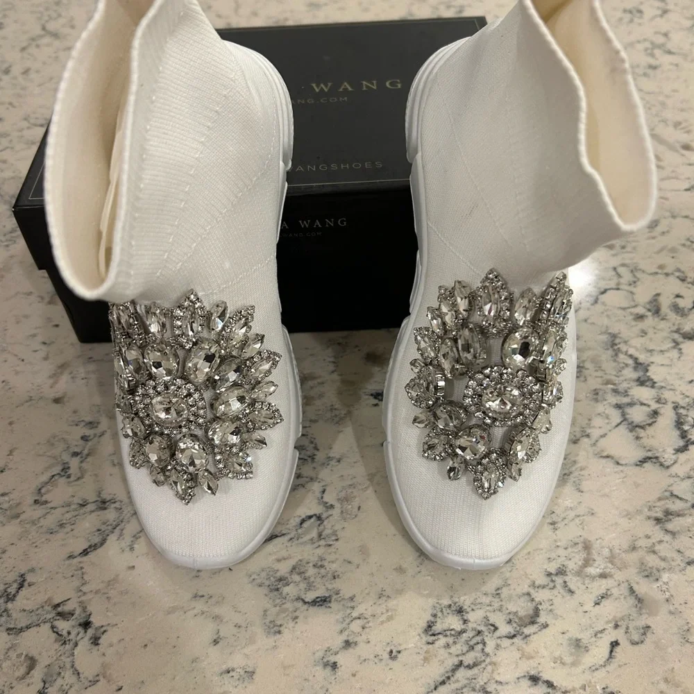 NEW Girl’s jeweled, white sock boot - Picture 4 of 4